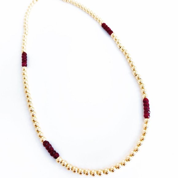 15” Choker + Faceted Rubies - Picture 3 of 5